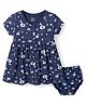 CUCUMBER Interlock Knit Sleeveless Printed Frock with Bloomer - Navy Blue