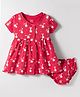 CUCUMBER Interlock Knit Sleeveless Bunny Printed Frock with Bloomer - Red