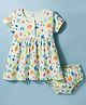 CUCUMBER Interlock Knit Sleeveless Tropical Theme Printed Frock with Bloomer - Lime Green