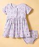 CUCUMBER Interlock Knit Sleeveless Castle Printed Frock with Bloomer - Lilac