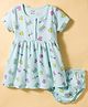 CUCUMBER Interlock Knit Sleeveless Rainbow Printed Frock with Bloomer - Light Blue