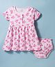 CUCUMBER Interlock Knit Sleeveless Floral Printed Frock with Bloomer - Pink