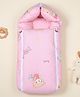 GRASPING FINGERS 3 in 1 Fluffy Friends Theme 100% Cotton Carry Nest Cum Sleeping Bag, Portable Bassinet for Newborn & Infant - Pink