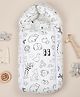 GRASPING FINGERS 3 in 1 Doodle Dynasty Theme 100% Cotton Carry Nest Cum Sleeping Bag, Portable Bassinet for Newborn & Infant - White