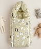 GRASPING FINGERS 3 in 1 Doodle Dynasty Theme 100% Cotton Carry Nest Cum Sleeping Bag, Portable Bassinet for Newborn & Infant - Olive