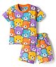 Babyhug Cotton Knit Half Sleeves T-Shirt & Short Night Suit with Bear Print - Mutlicolour