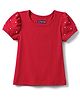 Pine Kids Cotton Knit Tops with Puffed Sleeves and Embellishments Red 4-5 Years