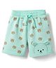 Babyhug Terry Knit Mid Thigh Shorts With Teddy Print & Applique - Aqua Blue