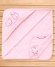Pink Rabbit Interlock Knit Hooded Towel with Best Friends Print L 84 x B 84 cm - Pink