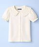Pine Kids Cotton Knit Top with Peter Pan Collar and Puff Sleeves White 5-6 Years