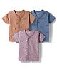 Pink Rabbit Sinker Knit Half Sleeves Vehicles Printed Jhablas Pack Of 3 - Blue Mauve & Rust