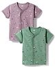 Pink Rabbit Sinker Knit Half Sleeves Nautical Theme & Animal Printed Jhablas Pack of 2 - Green & Mauve