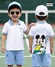 Babyhug Disney 100% Cotton Knit Half Sleeves Polo T-Shirt With Shorts Set With Mickey Mouse Graphic - Light Blue