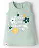 Pink Rabbit Sinker Knit Sleeveless Keep On Growing Printed Frock - Green