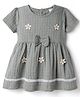 Be Baby Cotton Knit Half Sleeves One Piece Frock With Floral Applique - Olive Green