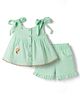 Be Baby Cotton Knit Sleeveless Top & Shorts Set with Floral Applique - Sea Green