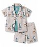 Be Baby Cotton Knit Half Sleeves Shirt & Shorts Co-Ord Set With T-Shirt & Animal Print - White & Blue