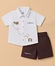 Be Baby Cotton Knit Half Sleeves Aeroplane Embroidered Shirt & Shorts Set - White