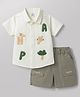Be Baby Cotton Knit Half Sleeves Shirt & Shorts Set with Alphabet Patches - White