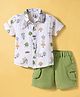 Be Baby Cotton Knit Half Sleeves Shirt & Shorts Set with Games Print - Khaki & White