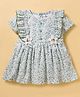 Be Baby Cotton Knit Half Sleeves Frock with Floral Print - Grey