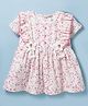 Be Baby Cotton Knit Half Sleeves Frock with Floral Print - Pink