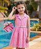 Hola Bonita Cotton Woven Sleeveless Schiffli Dress With Floral Embroidery & Belt - Pink