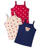 Babyhug 100% Cotton Single Jersey Knit Sleeveless Slips With Bow & Teddy Print Pack of 3 - Multicolor