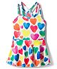 Babyhug Sleeveless Hearts Printed Frock Swimsuit - White
