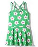 Babyhug Water Repellent Sleeveless Frock Swimsuit with Floral Print - Green