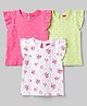 Babyhug Cotton Knit T-Shirts with Ruffle Sleeves and All-Over Print Pack of 3 Multi Color 12-18 Months