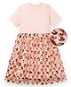 Primo Gino Woven Half Sleeves Fit & Flare Party Dress With Sequin Detailing  - Peach