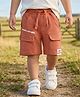 Babyhug Terry Knit Mid Thigh Vehicles Printed Shorts With Cargo Pockets - Brown