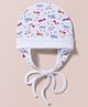 Ben Benny Interlock Knit Helicopter Printed Baby Cap With Ears White - Diameter 10.5 cm