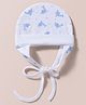 Ben Benny Interlock Knit Whale Printed Baby Cap With Ears White - Diameter 10.5 cm