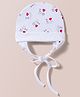 Ben Benny Interlock Knit Text Printed Baby Cap With Ears White - Diameter 11 cm