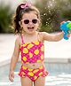 Babyhug Water Repellent Sleeveless Two Piece Swimsuit  with Lime Print - Pink