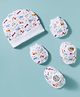 Ben Benny Interlock Knit Helicopter Printed Cap Mitten & Booties White - Diameter 9.5 cm