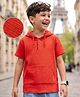 Arias 100% Cotton Woven Solid Gauze Half Sleeves Shirt with Hood - Rust Orange