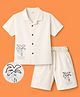 OLLINGTON ST. Cotton Viscose Woven Half Sleeves Resort Collar Shirt & Shorts Set - Off White