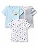 Ben Benny Interlock Knit Half Sleeves Striped & Cub Printed Jhablas Pack of 3 - Multicolour