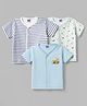Ben Benny Interlock Knit Half Sleeves Striped & Car Printed Jhablas Pack of 3 - Multicolour