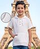 Arias 100% Cotton Woven Solid Half Sleeves Shirt with Hood - White