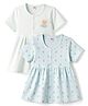 Ben Benny Interlock Knit Half Sleeves Floral & Bear Printed Frocks Pack Of 2 - Multicolor
