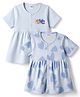 Ben Benny Interlock Knit Half Sleeves Hearts & Text Printed Frocks Pack Of 2 - Multicolor