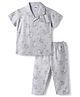 Ben Benny Interlock Knit Half Sleeves Shirt & Pyjama Co-ord Night Suit with Bunny Print - Grey