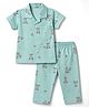 Ben Benny Interlock Knit Half Sleeves Co-Ords Bear Printed Shirt & Pyjama Night Suit - Mint