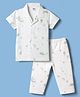 Ben Benny Interlock Knit Half Sleeves Bear Printed Co-Ords Shirt & Pyjama Night Suit - White