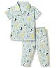 Ben Benny Interlock Knit Half Sleeves Animal Printed Co-Ords Shirt & Pyjama Night Suit - Light Green