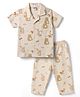 Ben Benny Interlock Knit Half Sleeves Animal Printed Co-Ords Shirt & Pyjama Night Suit - Beige